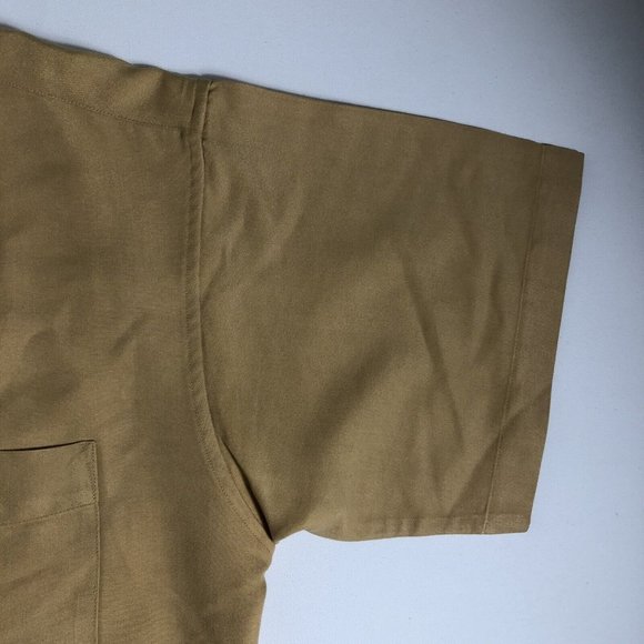 Chaps Ralph Lauren Khaki Short Sleeve Button Front Shirt Rayon Polyester S I77 - Picture 4 of 5